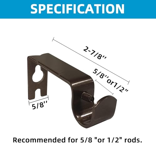 Kowibcl Curtain Rod Bracket, 4 Pcs Curtain Rod Holders, Fixed Curtain Brackets for 1/2 or 5/8 inch Rods, Bronze by Kowibcl - Used condition - Image 3