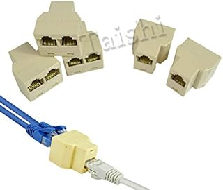 10 x RJ45 Splitter Adapter 1 to 2 Dual Female Port CAT 5/CAT 6 LAN RJ45 Ethernet LAN Network Y Splitter 2 Way Adapter 3 Ports Coupler Connector