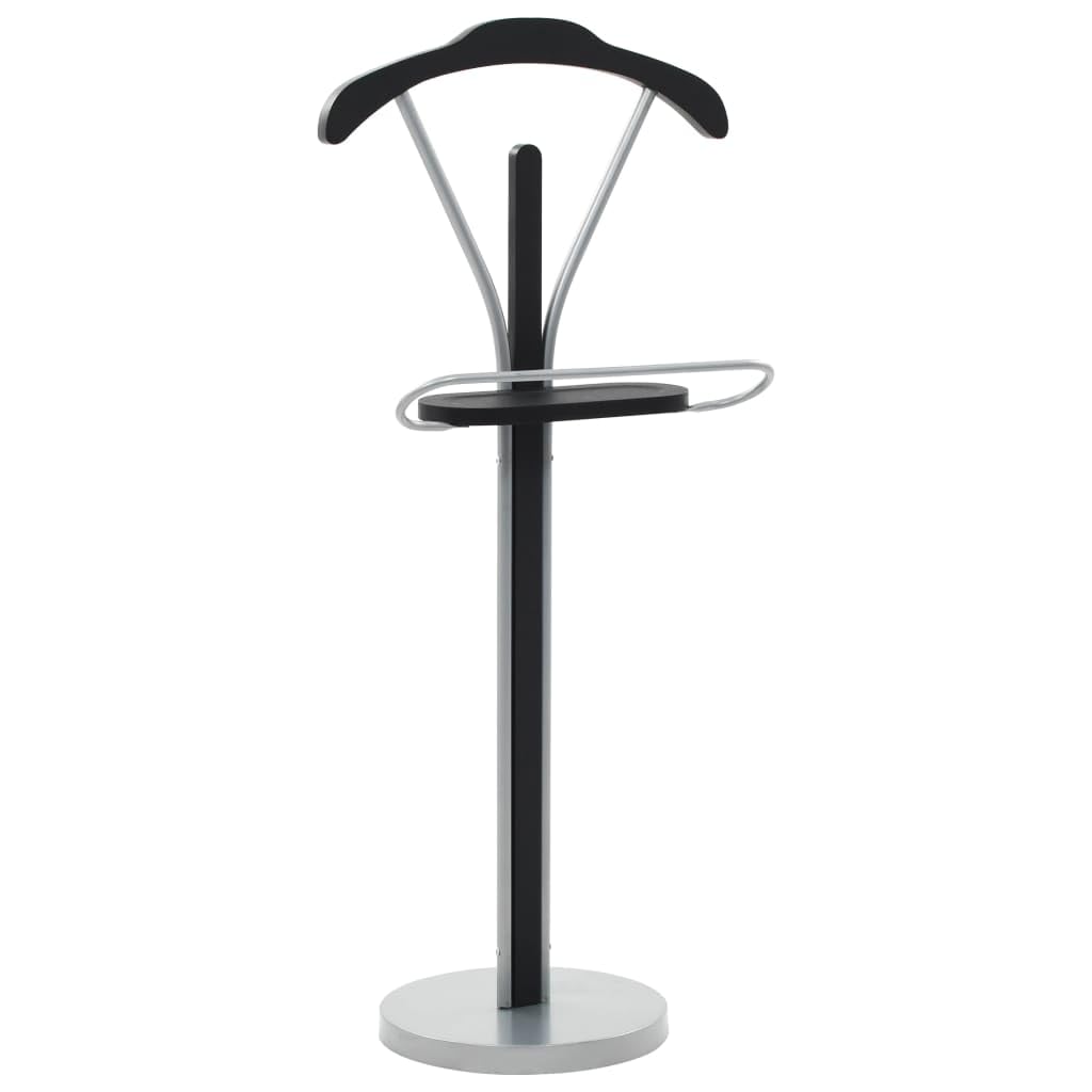 vidaXL Suit Stand - Clothes Butler Storage Valet Rack Hanger with MDF and Steel Design for Office or Bedroom - Black and Grey
