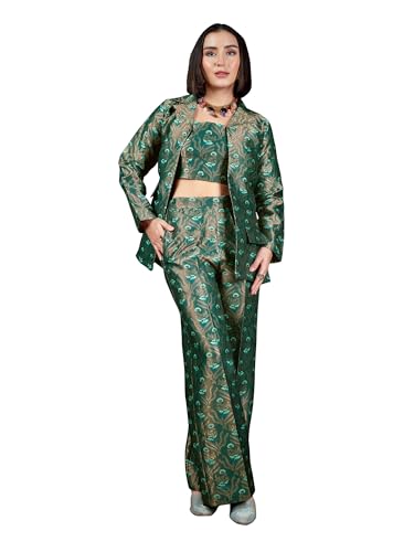 Image of PURVAJA Women's Full Sleeve Crop Top Trouser Printed Co-Ords Set