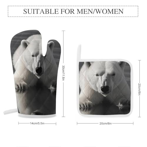 Lot de 4 maniques ours polaire antidérapantes et imperméables pour cuisine