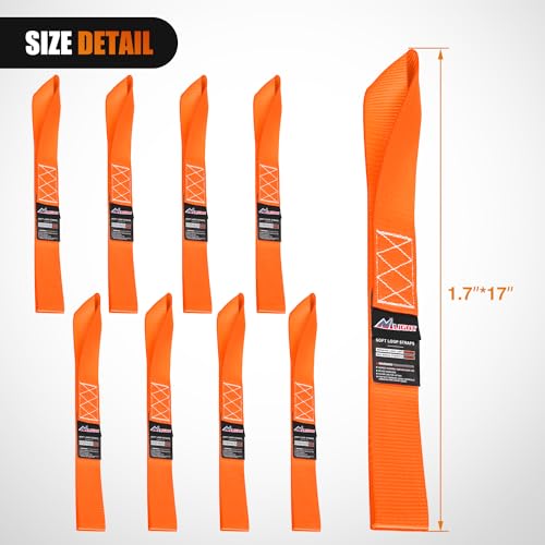 Image of Nilight Soft Loop 1.7 inchx17 inch Motorcycle Tie Down Straps Heavy Duty 12000Lbs Max Break Strength for Securing ATV UTV Kayak Moving Cargo (8PK-Orange)