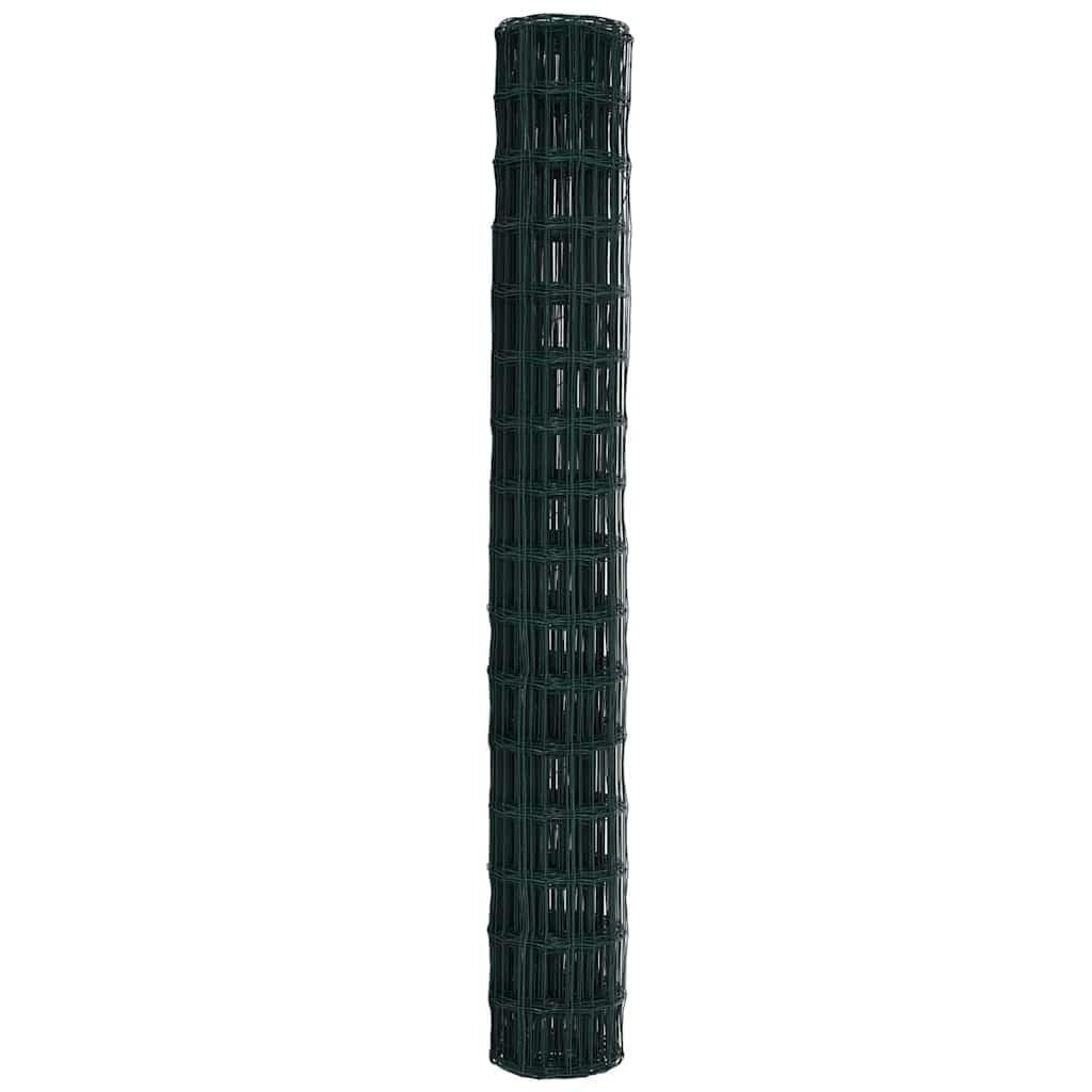 Ogrodzenie euro, zielone 1,6 x 10 m, żelazo powlekane PCW, wytrzymałe ogrodzenie zewnętrzne do ogrodu, na podwórko, trwałe panele ogrodzeniowe, odporne na warunki atmosferyczne, możliwość rozszerzenia