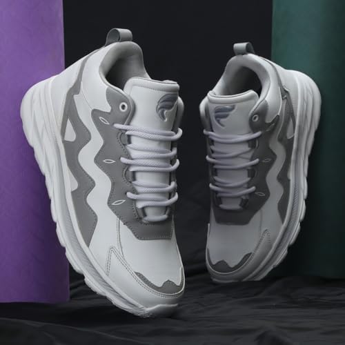 Image of FIELD CARE Casual Athletic Sneakers, Chunky Platform Design, Colour Block, Lace-up Hi-Top Gym Sports Shoes Shock Absorbing Cushioned Insole Stylish Sneakers