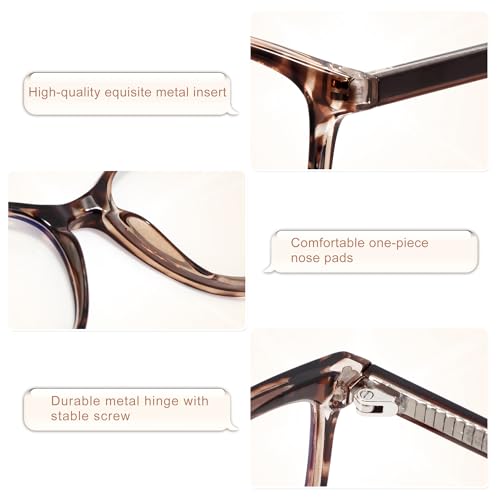 Madison Avenue Square Vintage TR90 Blue Light Blocking Reading Glasses for Women, Computer Readers Eyeglasses