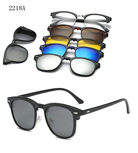 Image of 6 In 1 Polarized Magnetic Clipon Rectangular UV Protected Sunglasses Eye Glasses With 400 Night Vision Men Women Unisex