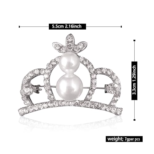 Image of YUNXI King Queen Royal Crown Brooch For Women Men Fashion Gold Silver Rhinestones Crystal Brooches Pin Wedding Party Banquet Birthday