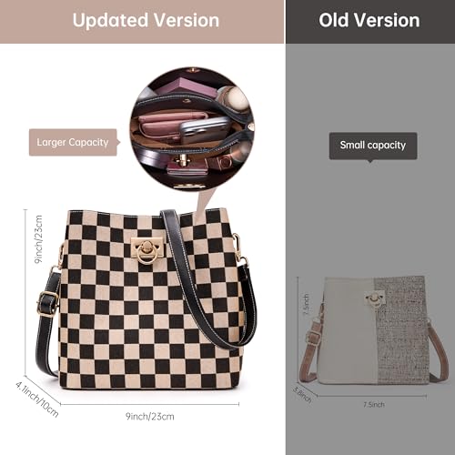 Image of KALIDI Crossbody Purses for Women Vegan Leather Bucket Bag Fashion Ladies Crossbody Handbag Shoulder Purse with Multi Pockets