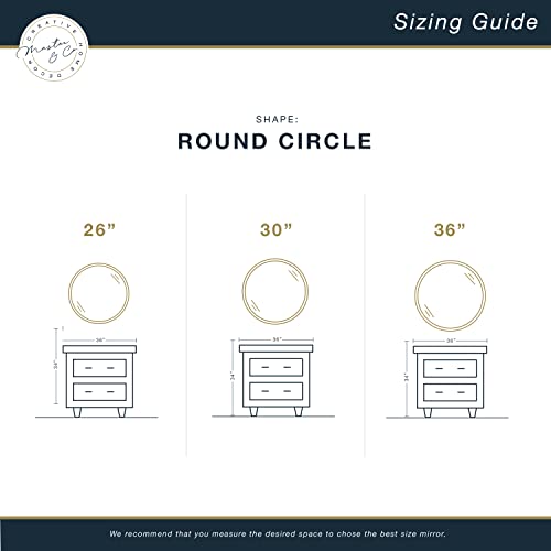 Image of MCS Master & Co. Modern Metal Round Wall Mirror, Minimalist Home Decor Circle Mirror for Living Room, Bedroom, or Bathroom, 30 Inch, Black
