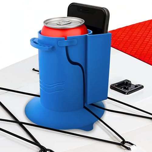 Paddle Board Cup Holder - Cup and Phone Holder for SUP Paddleboard - Double Suction Stability w/Locked Clips - Perfect for Speaker, Fishing & More - Stand-Up Paddle Board Accessories