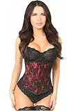 Lavish Red Underbust Corset w/Black Lace Overlay (Large)