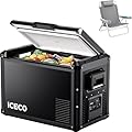 ICECO VL45 ProS Portable Fridge, Multi-directional Lid, 47 Quart 12V Refrigerator Powered by SECOP, Dual USB & DC, AC, 0?-50?, Car Freezer for Car, Outdoor, Trip|With BC75 Beach Chair Grey