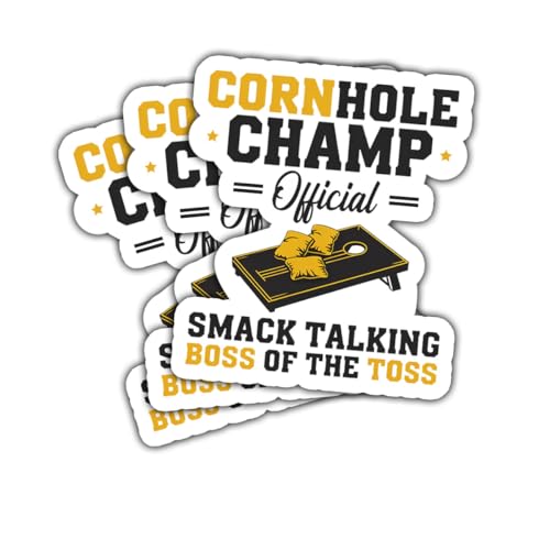 3Pcs Cornhole Champ Official Smack Talking Boss of the Toss Sticker Funny Motivational Gift for Cornhole Champ Official Stickers Corn hole Players Decal for Laptop Water Bottle Toolbox Case Cars 3