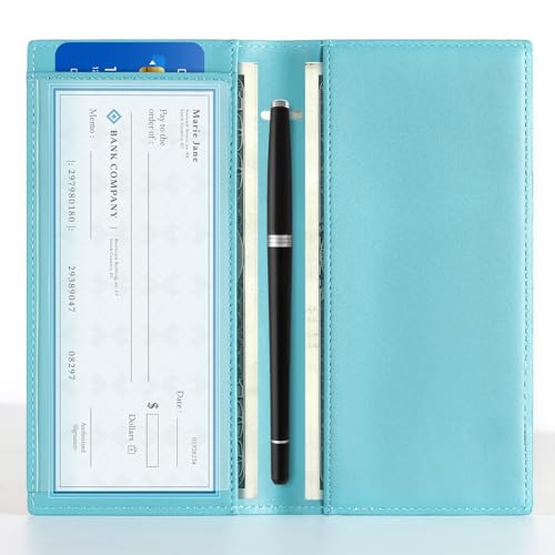 Image of CoBak Checkbook Cover for Women & Men - PU Leather Case with RFID Blocking | Classic Design Check Book Holder for Personal and Business