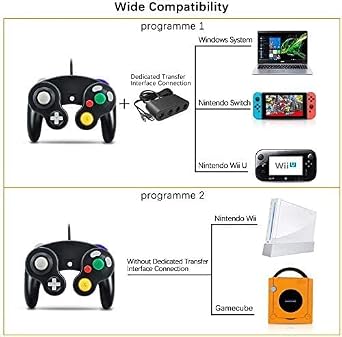Yideng Gamecube Controller 2er-Pack Classic Wired Gamecube-Controller Vibration Gamepad Kompatibel mit Gamecube/Wii U/Wii/PC/Switch-ControllerSchwarz