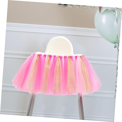 Birthday High Chair Tutu Skirt for Party Decoration Pink Gold Tulle Skirt for Shower Birthday Celebration and Birthday Decorations4