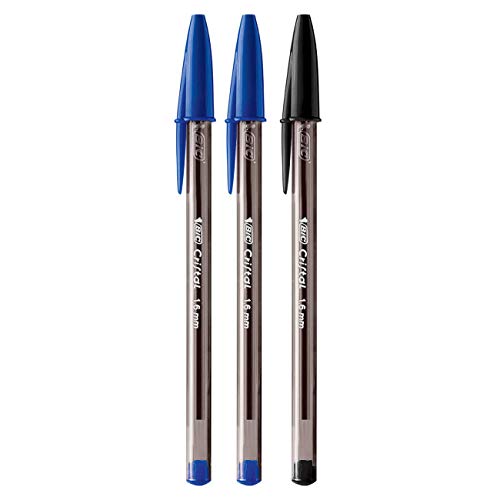 Caneta Esferografica BIC Cristal Intenso, Azul e Preta, Ponta Grossa de 1.6mm, Bold, 884631, 3 Unida