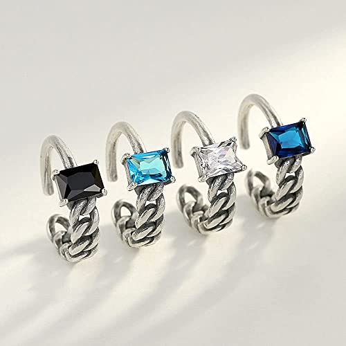 Bague ajustable ouverte style tressé vieilli avec diamant de synthèse