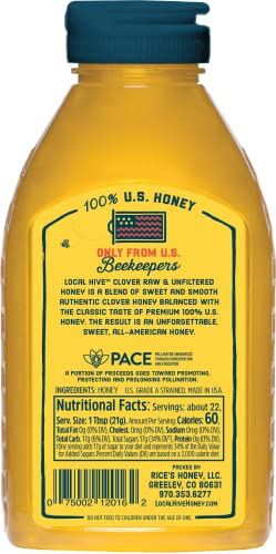 Image of Local Hive Clover Raw & Unfiltered - 16 oz | 100% Pure U.S. Honey | Natural Sweetener Sourced from American Bees & Beekeepers | Premium Clover Flavor | Ideal for Tea, Baking & Cooking