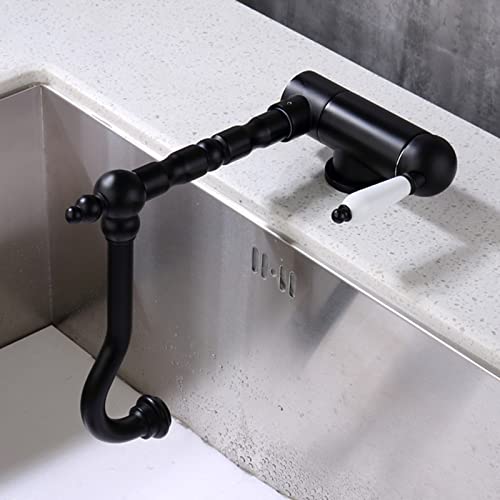 Mitigeur laiton antique de cuisine style rétro noir rabattable