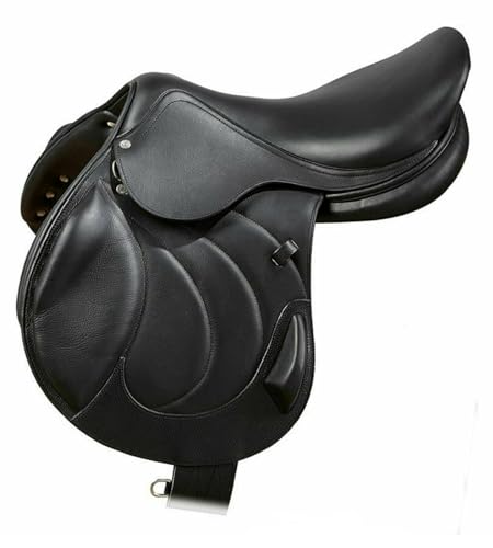 Close Contact Leather English Jumping Horse Riding Saddle & Tack Set 12" to 18" Black ST-012 (15" Seat)