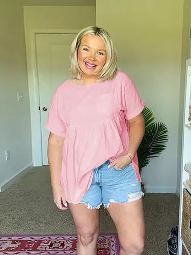 Image of Tankaneo Womens Summer Babydoll Tops Casual Loose Fit Peplum Oversized Tunic Shirts