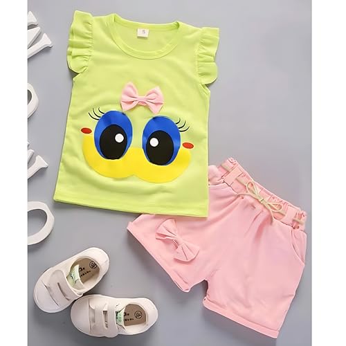 Image of 4YOU DRESSES Beautiful Cotton Blend Fabric Top and Shorts For Girls(Pack Of 2)