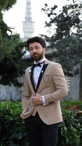 Sxfashbrd Men's Suit 3 Piece Slim Fit Set Tuxedo One Button Blazer Daily Business Suit Groomsmen Jackets Blazer for Wedding4