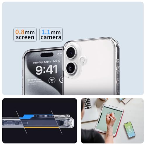 Image of DIZORO Crystal Clear Back Case Cover for iPhone 16 with Anti-Yellow Transparent Cover | Shockproof Design | Hard Back Cover Clear Case for iPhone 16 with Non Yellowing (PC, Transparent)