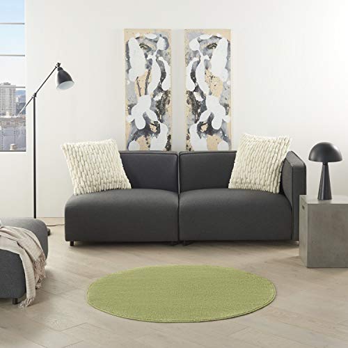 image for Nourison Essentials Indoor/Outdoor Green 4' x Round Area Rug, Easy Cle