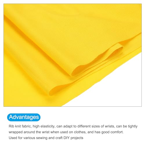 Image of MECCANIXITY 47 inch Elastic Cuffs Ribbed Trims Cotton Fabric Knit Rib Stretch Tape Cuff Sleeve Waistband for Sewing, 20 inch Wide Yellow