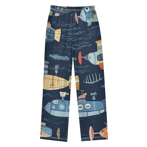 ZZXXB Funny Submarine Boys Long Pants Soft Trousers Elastic Waist Kids Lounge Bottoms with Pockets S-XL2
