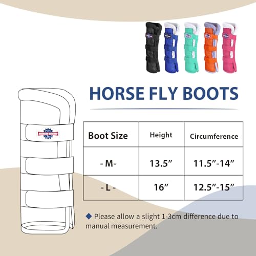 Image of Harrison Howard Horse Fly Boots with Fleece Trim Long-Lasting Breathable Cool Mesh Adjustable Closure