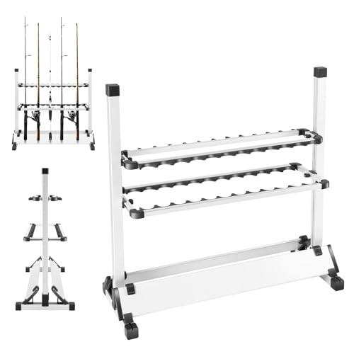 Assistente di conservazione: questo supporto per canna da pesca utilizza completamente lo spazio verticale per organizzare le canne da pesca in modo ordinato, eliminando il disordine nella stanza senza occupare troppo spazio e offre una soluzione pratica per riporre le canne.