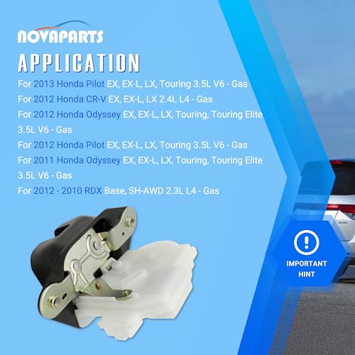 Image of NOVAPARTS Rear Tailgate Lock Actuator 74800TF0J02 for Honda CR-V 2012-2016, Odyssey 2011-2017, Pilot 2012-2015 & RDX 2010-2012 Lock Assembly Replaces # 74800-TF0-J02 74800-TF0-J01