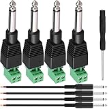 ✅ [Adaptador]: conector macho mono de 6,35 mm a terminal de tornillo de enchufe de 2 clavijas, que conecta los cables abiertos a un enchufe TS de 1/4 ".