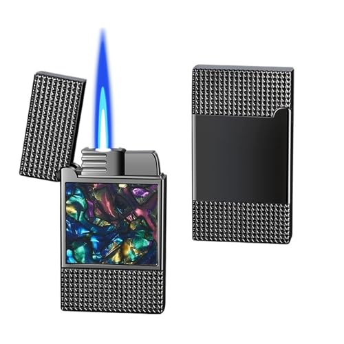 Classic Flashlight Lighter, Jet Flame Flashlight Lighter, Metal Portable Lighter, Windproof Lighter, Butane Refillable Adjustable Flame Knob Lighter for Camping BBQ Candle Gift (Gas Free)(Color:A)