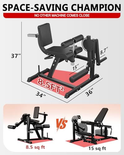 Image of GMWD Leg Extension and Curl Machine, Lower Body Special Leg Machine, Adjustable Leg Exercise Bench with Plate Loaded, Leg Rotary Extension for Thigh, Home Gym Weight Machine