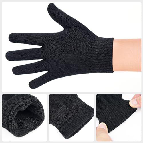 MENOLY 3 Pairs Winter Magic Gloves for Adult Men Women Warm Stretchy Knit Black Gloves One Size Fits Men Women Teens - Image 5