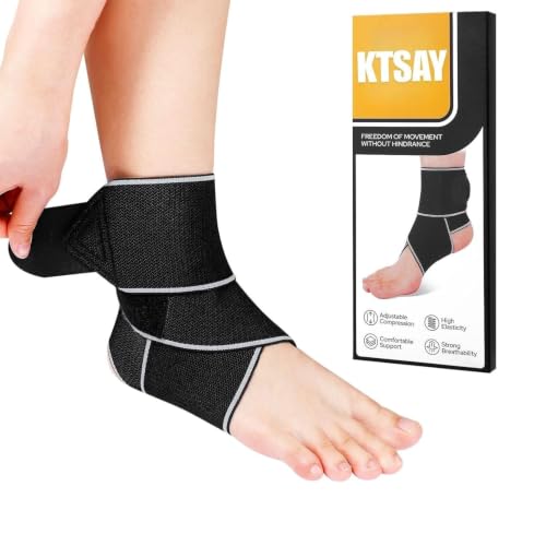 Image of KTSAY Ankle Brace for Sprained Ankle, Ankle Support for Women & Men, Adjustable Compression Wrap for Achilles Tendonitis & Plantar Fasciitis Relief (Grey)
