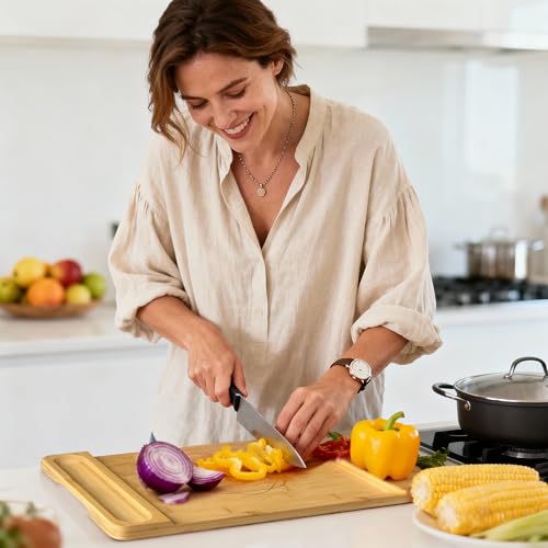 Aujzoo Charcuterie Cheese Board Bamboo Plates Serving Tray for Crackers Brie and Meat