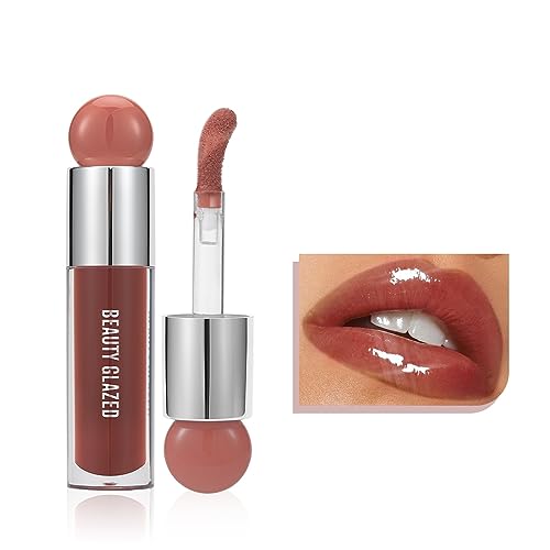 Image of Big Brush Head Lip Gloss, Moisturizing & Nourishing Lip Oil, Non-Sticky Long Lasting Jelly Liquid Lipsticks Lip Tint Lip Glaze Makeup Gift for Women (# 106)