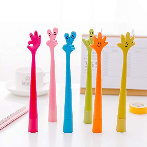 Funny Live Bendable Ballpoint Pen Bending Hand Gesture Ballpoint Pen Free To Bend Cute Cartoon Silicone Gesture Ballpoint Pen,0.7Mm Black Ink,6 Pcs/Set #TOP5