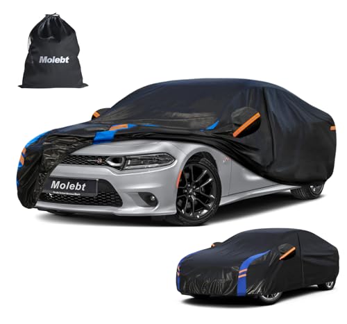 Image of Custom Fit Car Cover for Dodge Charger (2006-2026), Upgraded Waterproof All Weather Outdoor Auto Cover with Driver Door Zipper & Mirror Pockets, UV /Snow /Dust Protection