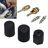 MOXRUQ Air Conditioning Valve Core Kit, AC High & Low Pressure Port Caps, Car AC Refrigeration Valve Stem Cores, Automobile Air Conditioning System Repair Kit, Universal for Most Cars