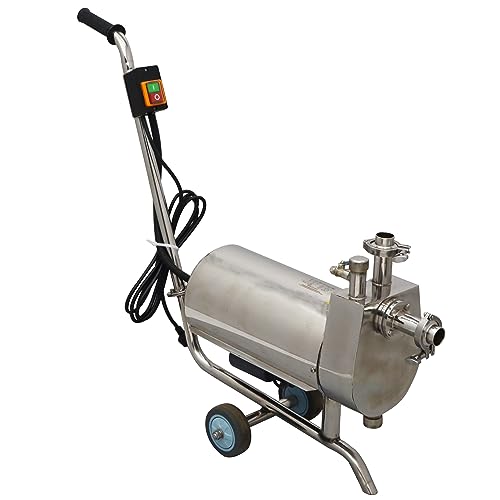 HQHAOTWU 3T/h Sanitary Self-priming Pump Movable Centrifugal Pump 304 Stainless Steel Food Grade Centrifugal Pump Portable Beverage Liquid Drinks Transfer Machine