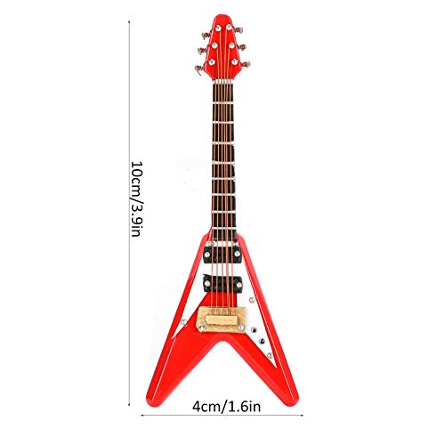 10 cm/3.9in Houten Mini Rood Elektrische Gitaar Model Muziekinstrument Woonkamer Desktop Decoraties Hoge Simulatie met… - Image 3