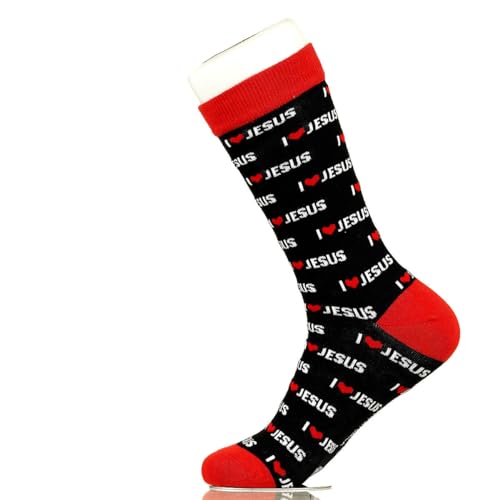 Chaussettes fantaisie colorées et confortables en coton, unisexe, motif Happy Punny, I Heart Jesus, Small