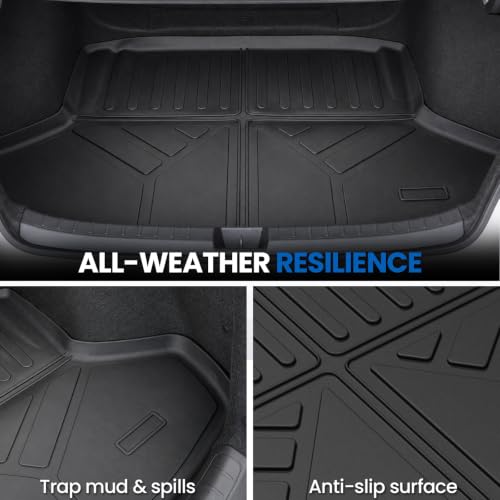 Image of Floor Mats for Honda Civic 2022-2026, with Cargo Mat | Only Sedan & Gas, Full Protection Mat Set with Cargo Liner, All Weather TPE, Non Slip & Odorless, 11th Gen Civic Accessories