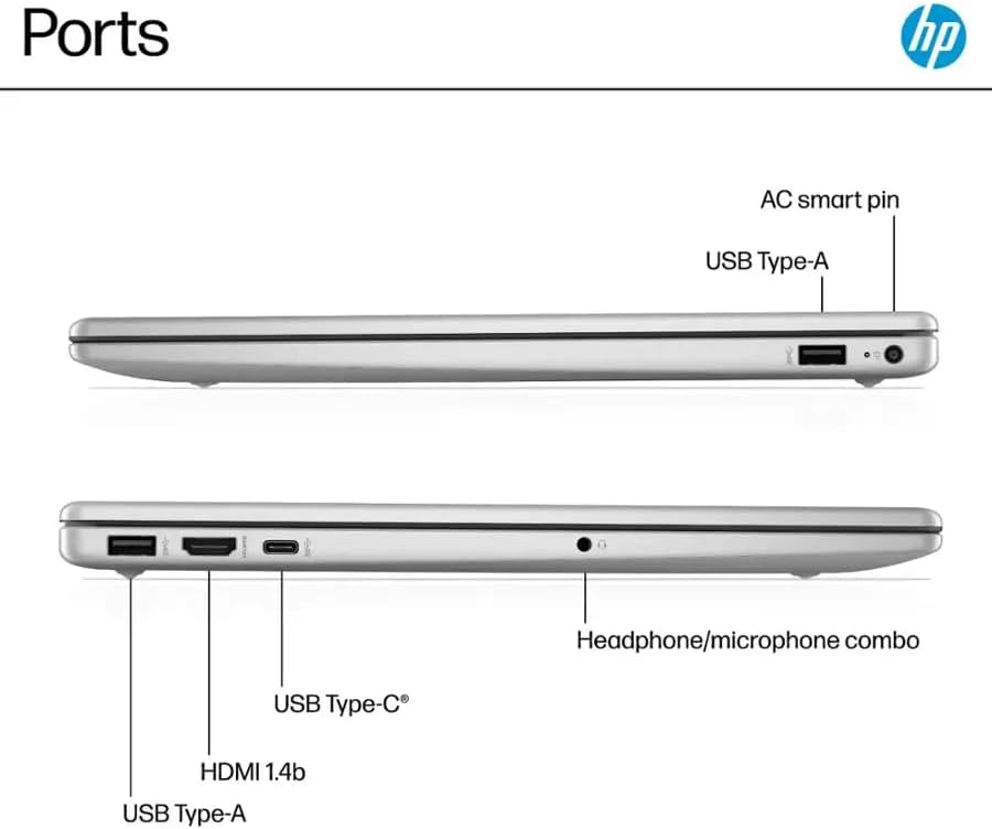 HP 15.6" FHD Touch Laptop Computer, 10-Core Intel Core i7-1355U (Up to 5Ghz), 16GB RAM 1TB Storage (512GB SSD+512GB Docking Station Set), Windows 11, Numeric Keypad, SageNova Earphones, Silver 16GB RAM | 1TB Storage image 5 of 8 B0GL2H7XZF